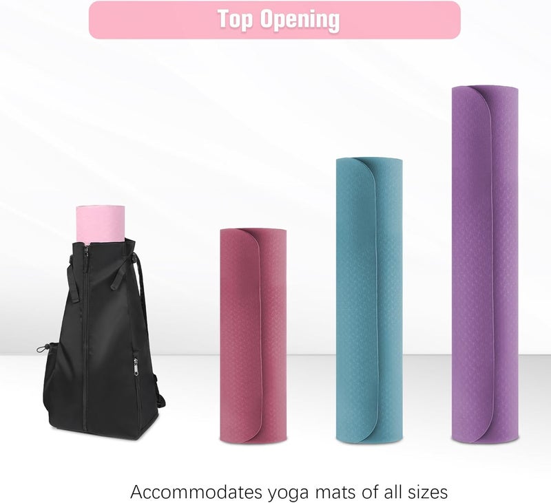 WOMACO Yoga Mat Bag, Adjustable Yogamat Blocks Carrier with Backpack Straps and Side Pockets, Top-Opening Yoga Backpack for Yoga Accessories - Image 4
